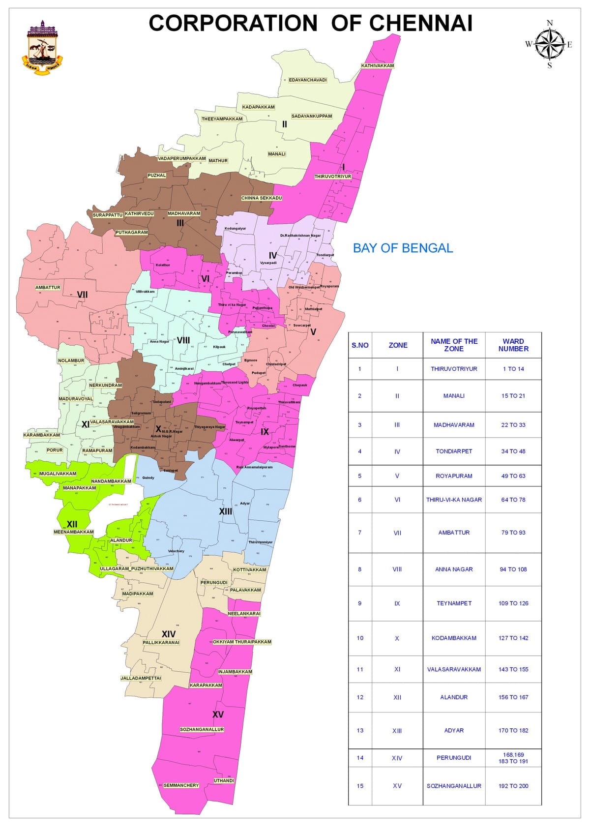 Chennai korporata të lagjes hartë