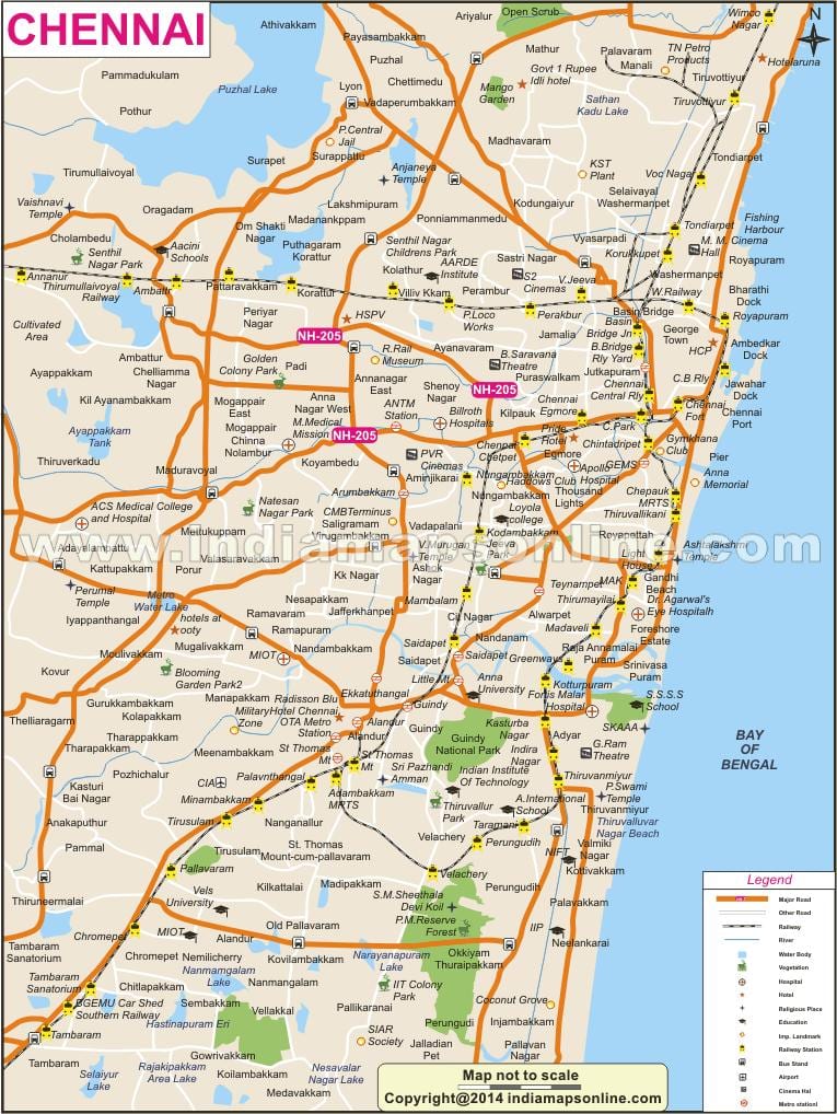 Chennai qyteti plot me harta